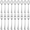 16 Pcs Forks and Spoons Silverware Set,Food Grade Stainless Steel Flatware Cutlery Set for Home,Kitchen and Restaurant,Mirror Polished,Dishwasher Safe - 8 Dinner Fork(8 Inch) and 8 Teaspoon(6.5 Inch)