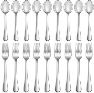 16 Pcs Forks and Spoons Silverware Set,Food Grade Stainless Steel Flatware Cutlery Set for Home,Kitchen and Restaurant,Mirror Polished,Dishwasher Safe - 8 Dinner Fork(8 Inch) and 8 Teaspoon(6.5 Inch)