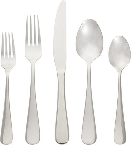 Image of 20-Piece Stainless Steel Flatware Set with round Edge, Service for 4, Silver