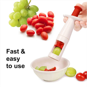 Grape Cutter for Kids - Cuts Small Grapes, Tomatoes, Pitted Olives into 4 Pieces for Vegetable Fruit Salad. Easy to Clean with 2 Cleaning Brushes. Essential Kitchen Accessory