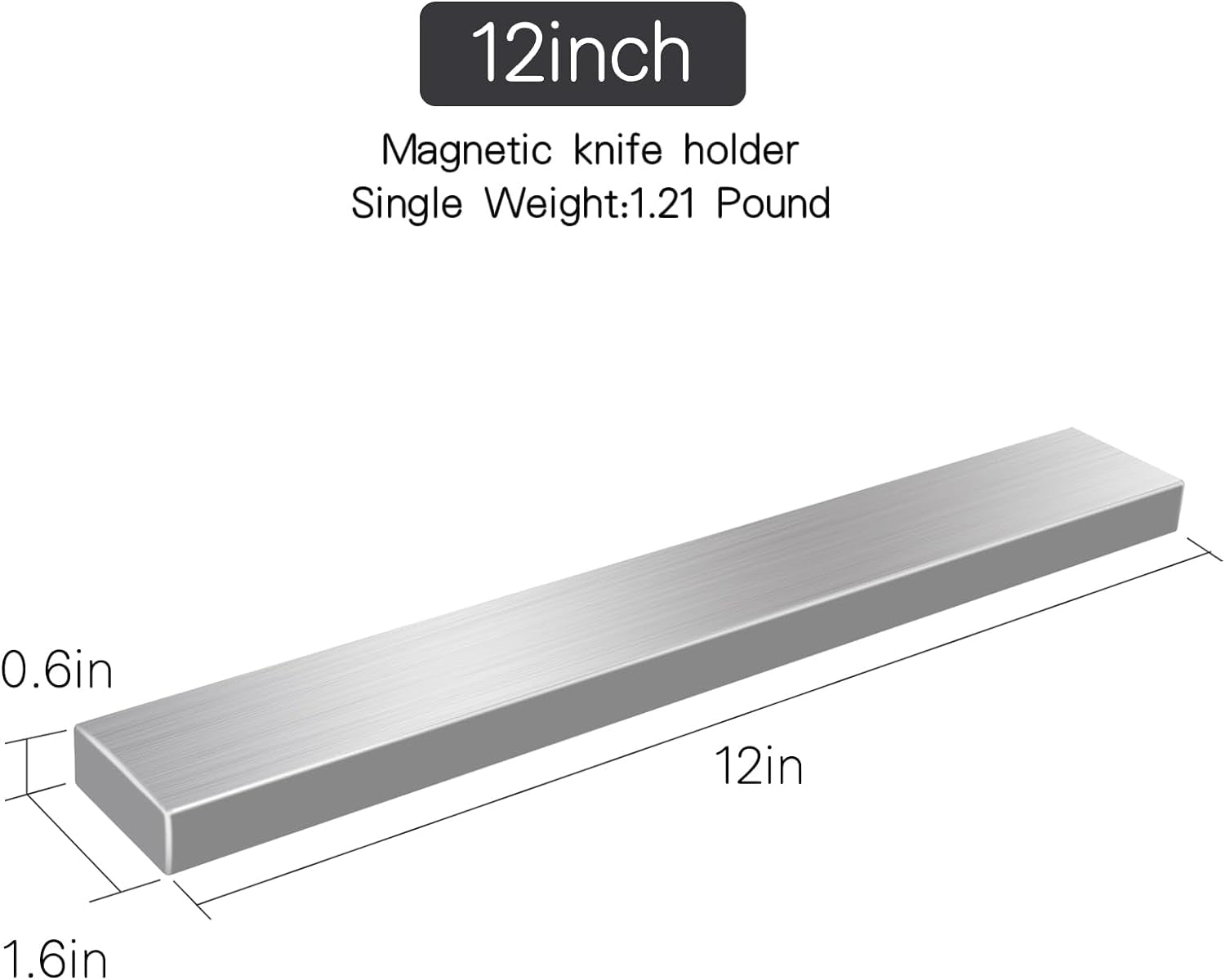 Magnetic Knife Holder for Wall, 2 Pack Knife Magnetic Strip High Quality Stainless Stee, Strong Magnetic Suction No Drilling, Suitable for Household Kitchen Cutter Metal Tools Management (12 Inch)