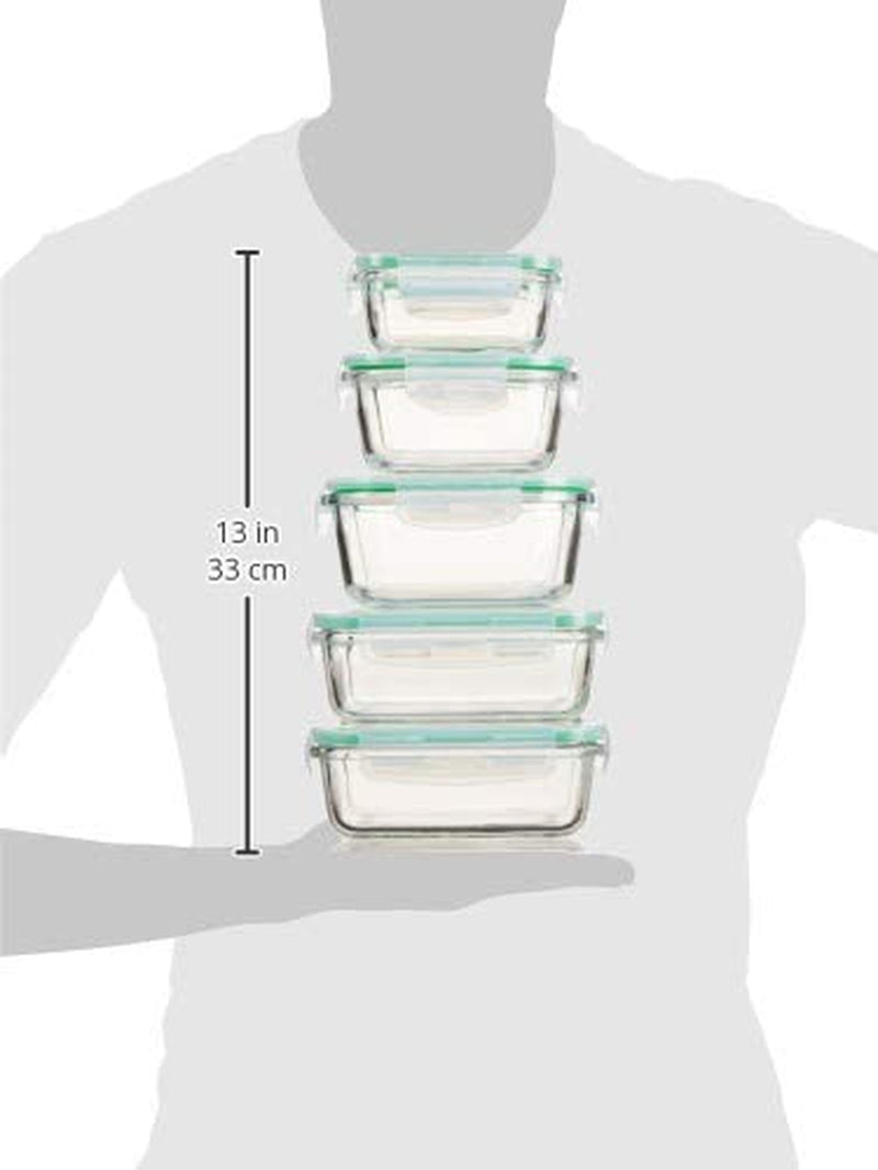 5-Pack of Glass Food Storage Containers with Airtight Snap Locking Lids to Keep Food Fresh - Oven to Table to Freezer | BPA-FREE