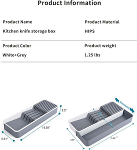 Drawer Knife Organizer, Kitchen Knife Block Knife Holder with Expandable Cutlery Tray Drawer Organizer Tray for Knife