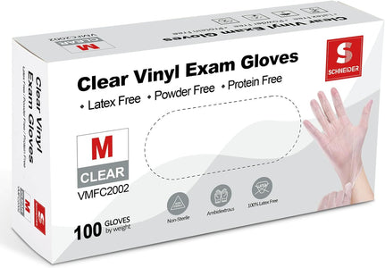 Clear Vinyl Exam Gloves, Latex-Free, Disposable Medical Gloves, Cleaning Gloves, Food Safe, Powder-Free, 4 Mil