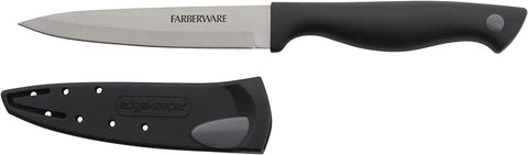 Edgekeeper 4.5-Inch Fine Edge Utility Knife with Self-Sharpening Blade Cover, High Carbon-Stainless Steel Kitchen Knife with Ergonomic Handle, Razor-Sharp Knife, Black