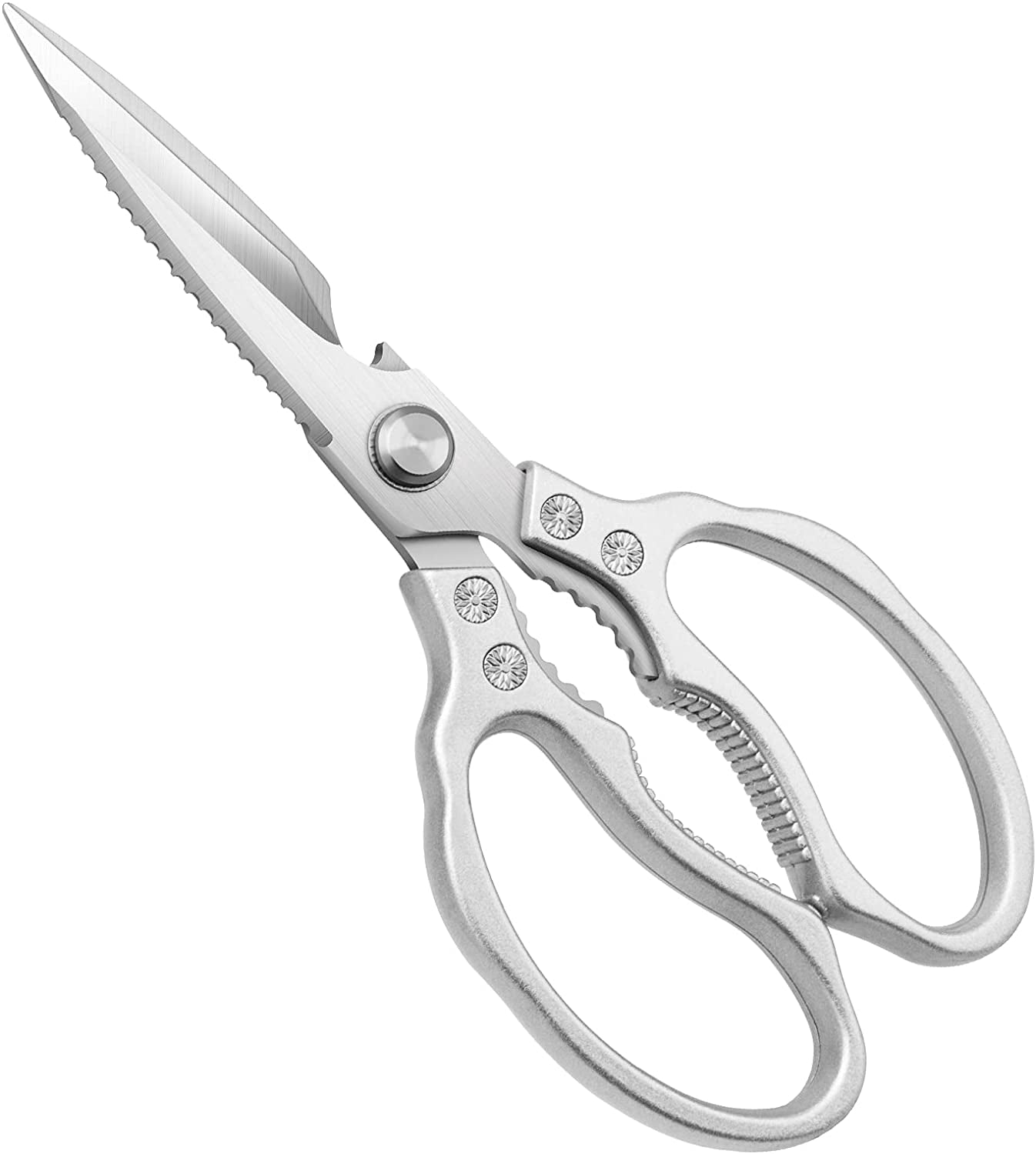 Kitchen Scissors,  Multi-Purpose Kitchen Shears, Heavy Duty Dishwasher Safe Food Scissors, Non Slip Stainless Steel Sharp Cooking Scissors for Kitchen, Chicken, Poultry, Fish, Meat, Herbs-Sliver