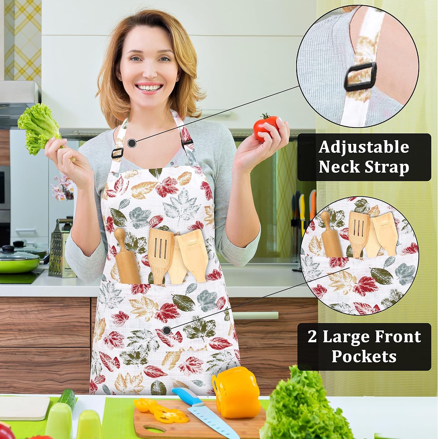 Cotton Enrich Cute Aprons for Women with Pockets Adjustable Upto XXL, Cooking, Kitchen, Server, Chef Apron