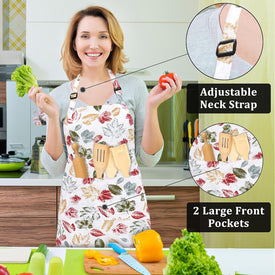 Cotton Enrich Cute Aprons for Women with Pockets Adjustable Upto XXL, Cooking, Kitchen, Server, Chef Apron