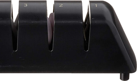 Image of PRO Diamond and Ceramic Retractable Sharpener, Kitchen Knife Sharpener for Straight, Double-Bevel Blades, Easy to Use, Three-Step Knife Sharpening Process