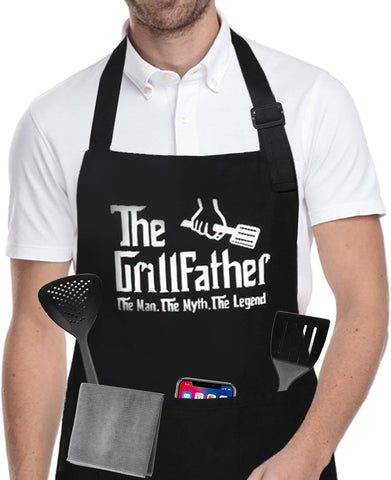 Image of Funny Aprons for Men Customized Funny Gifts for Men, Cooking Grilling BBQ Chef Apron, Gifts for Husband, Dad
