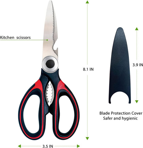 Image of Kitchen Scissors 2 Pack Kitchen Shears Heavy Duty Dishwasher Safe Multipurpose Utility Sharp Scissors for Food, Meat, Poultry, Vegetable