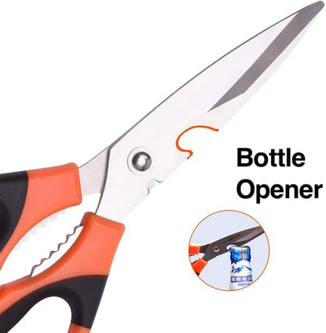 Heavy Duty Utility Scissors - 2Mm Thick Ultra Sharp Stainless Steel Blades - Multi-Use Shears with Bottle Opener, Peeler, Nut Cracker - Craft and Kitchen Shears (1)