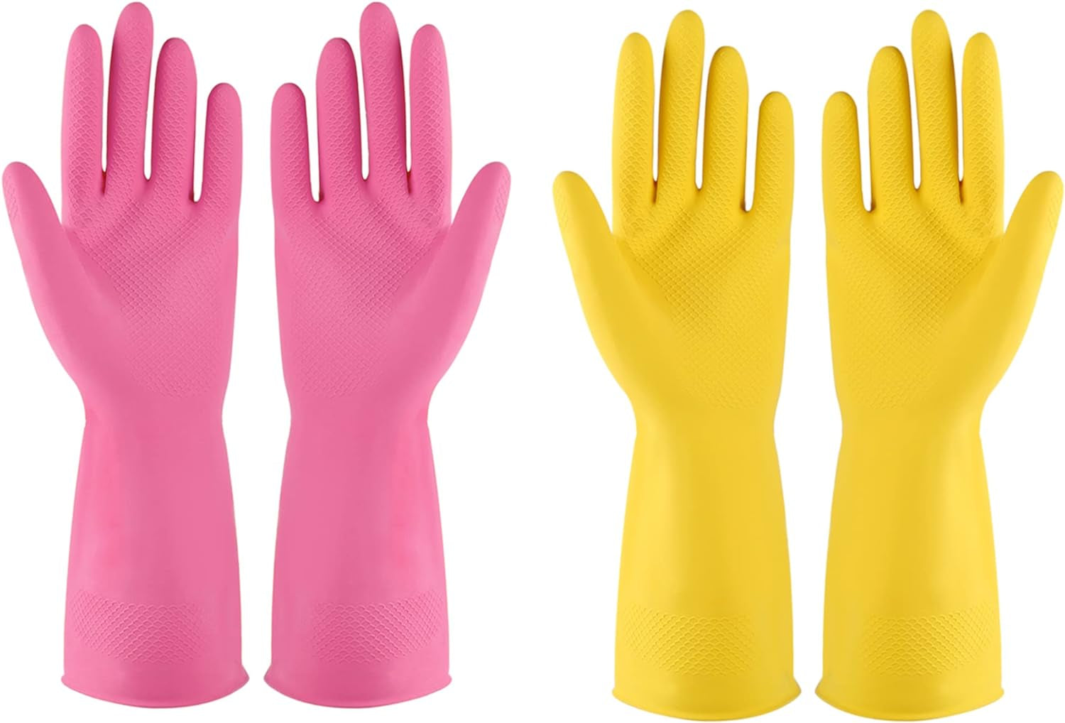 Rubber Gloves Dishwashing 2 or 4 Pairs for Kitchen,Cleaning Gloves for Household Reuseable.