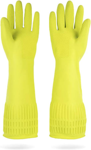 Image of MAMISON Reusable Household Dishwashing Cleaning Rubber Gloves, Non-Slip Kitchen Glove (1 Pair)