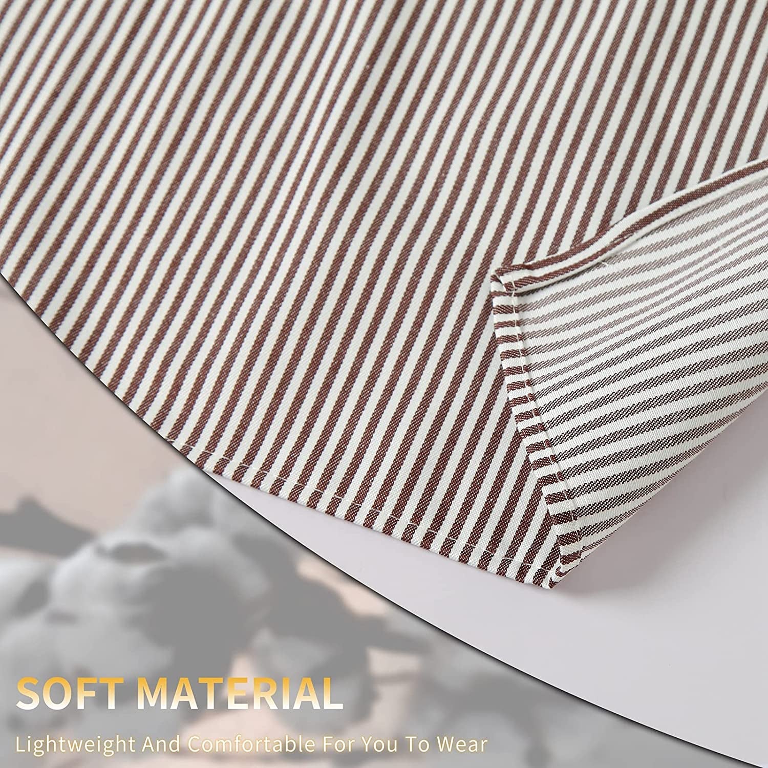 2 Pieces Kitchen Cooking Aprons, Cotton Polyester Blend Adjustable Bib Aprons with 2 Pockets for Women Men Chef Chef (Black/Brown Stripes, 2)