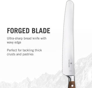 Grand Maître Wood Bread and Pastry Knife - Sturdy Knife with Innovative Steel Blade - 10.2"