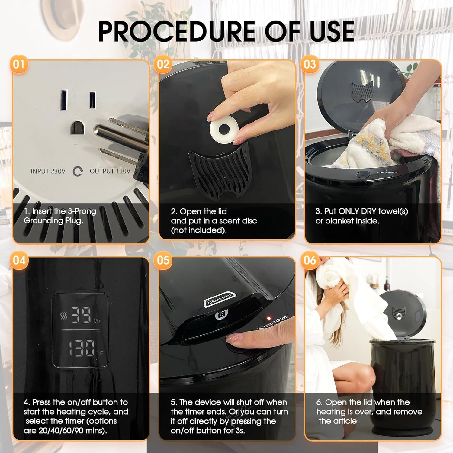 Towel Warmer, Upgraded 20L Capacity Towel Warmers for Bathroom, Luxury Towel Warmer Bucket with Child Safety Lock for Blankets, Bathrobes, Pjs, and More (4 Timer Settings, Auto Shut Off, BLACK)