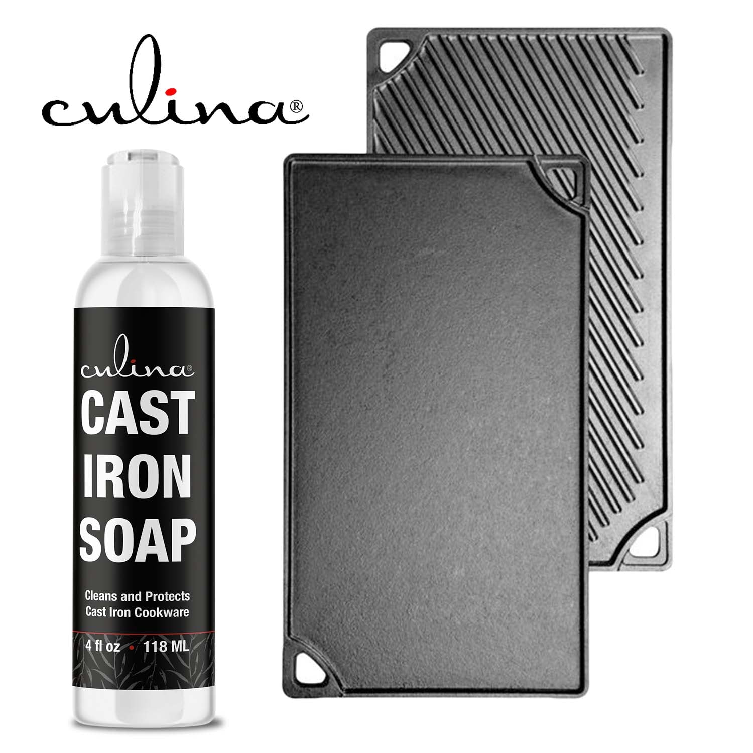 Cast Iron Soap by Culina - cast iron cleaner Cleans and Protects Cast Iron Cookware, Kosher Certified 4oz - LivanaNatural 