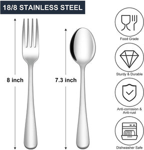 24-Piece Forks and Spoons Silverware Set, Food Grade Stainless Steel Flatware Cutlery Set for Home, Kitchen and Restaurant, Mirror Polished, Dishwasher Safe