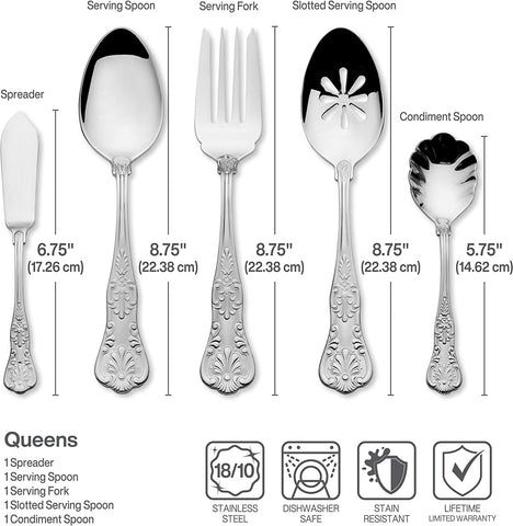 Image of Queen 65-Piece 18/10 Stainless Steel Flatware Set, Silver, Service for 12 -