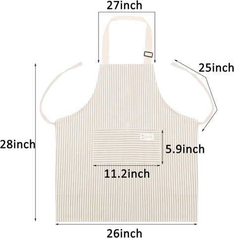 Image of Aprons 2 Pack Adjustable Bib Aprons with 2 Pockets Cotton Linen Cooking Kitchen Chef Apron for Women and Men