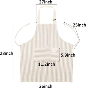 Aprons 2 Pack Adjustable Bib Aprons with 2 Pockets Cotton Linen Cooking Kitchen Chef Apron for Women and Men