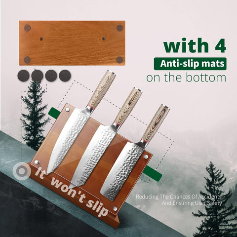 Image of Magnetic Knife Holder with Acrylic Shield-Double Sided Magnetic Knife Block without Knives for Kitchen Wooden Magnetic Knife Rack Multifunctional Storage Knife Holder for Knives Display,Storage