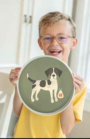 Image of Upgrade Your Child'S Dining Experience, Slide-Resistant Bamboo Plates, Designed for Ages 3+ to Prevent Slipping and Sliding for Effortless Use of Utensils (Dog Design)