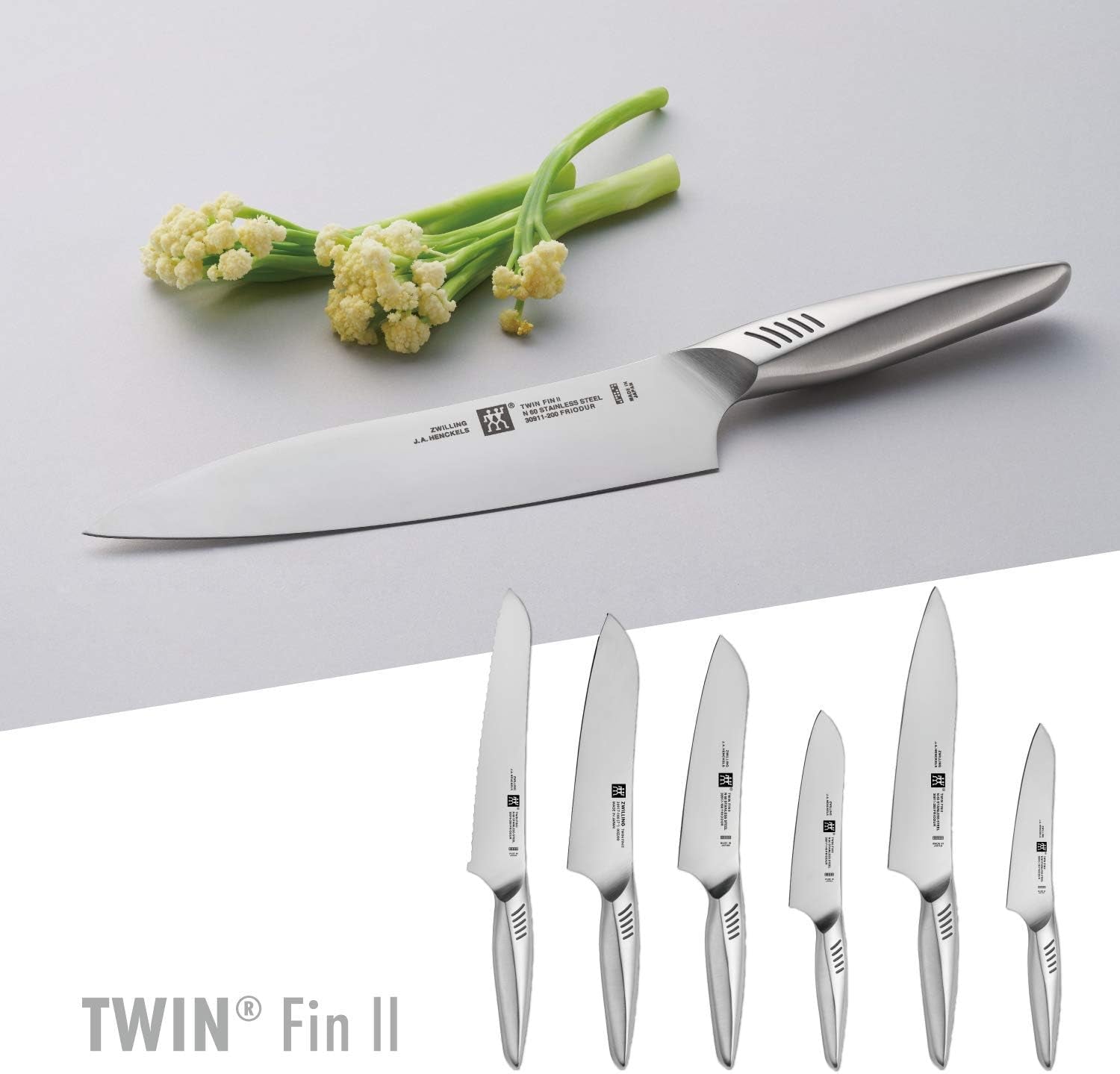 30917-181 Twin Fin 2 Multi-Purpose Knife, 7.1 Inches (180 Mm), Made in Japan, Santoku Knife, All Stainless Steel, Dishwasher Safe, Made in Seki City, Gifu Prefecture