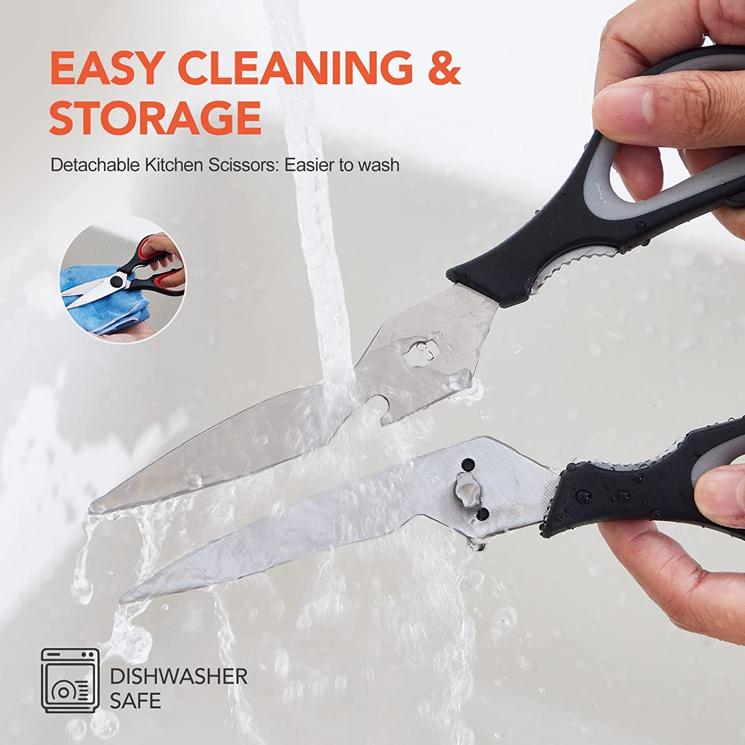 Kitchen Shears, 2 Pack Heavy Duty Kitchen Scissors, Multipurpose Stainless Steel Scissors for Chicken, Poultry, Fish, Meat, Herbs, Dishwasher Safe