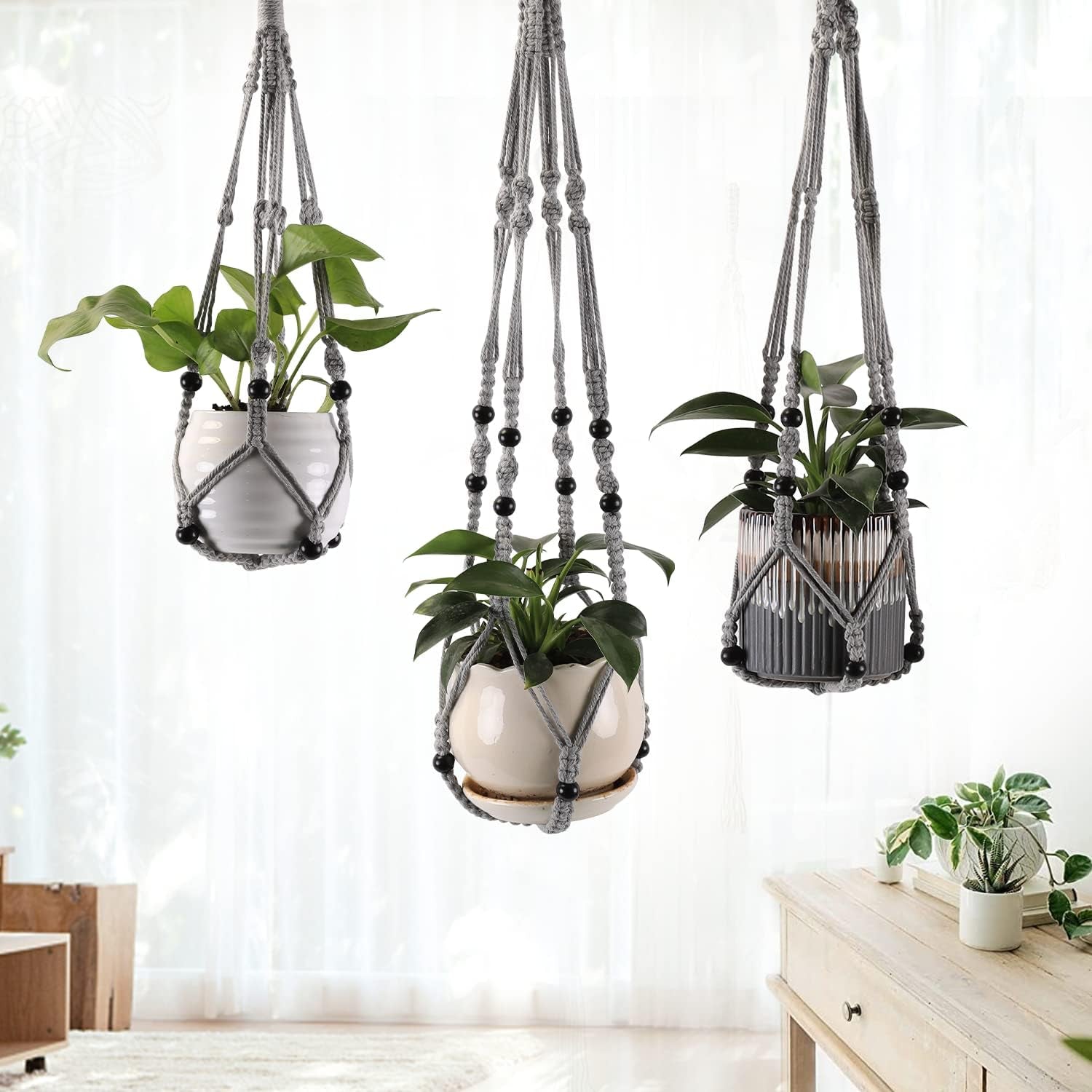 3 Pack Plant Hanger Indoor Hanging Planter Basket for Indoor Plants Hanging Plant Holders Indoor
