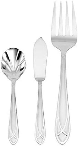 Image of Mirage Frost 45-Piece Stainless Steel Flatware Set with Serving Utensil Set and Metal Storage Caddy, Service for 8