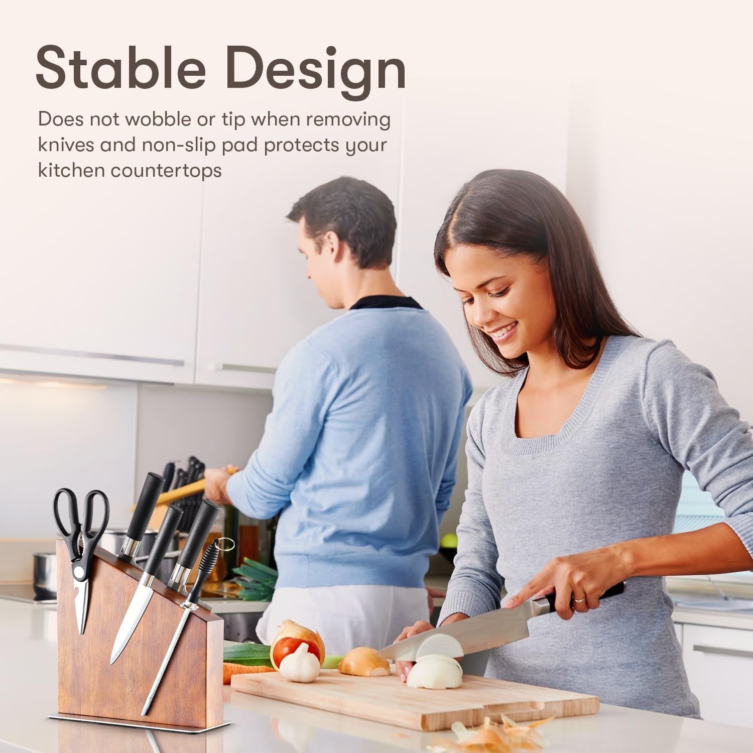 , Knife Stand, Magnetic Knife Display for Safe Storage, Magnetic Knife Block, Knife Block Holder Rack Magnetic Stand with Strong Enhanced Magnets, Made with Natural Dark Wood