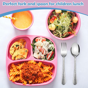 Toddler Forks and Spoons Set, 10-Piece Stainless Steel Toddler Utensils Kids Safe Silverware for Self Feeding, Healthy & Non-Toxic, Dishwasher Safe