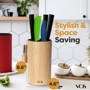 Universal Knife Block - Countertop Knife Holder with Non-Slip Base, Kitchen Knives Holder - Holds 14 Knives, Sturdy Knife Organizer - Space Saving Knife Stand, Sleek & Modern Knife Rack - Bamboo