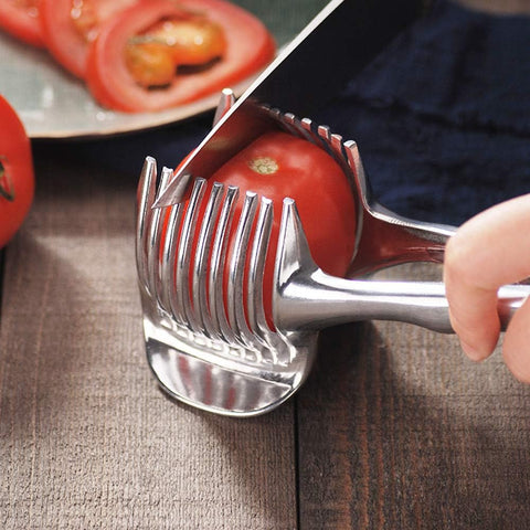 Image of Tomato Slicer Lemon Cutter Stainless Steel Kitchen Cutting Aid Holder Tools for Soft Skin Fruits and Vegetables,Home Made Food & Drinks