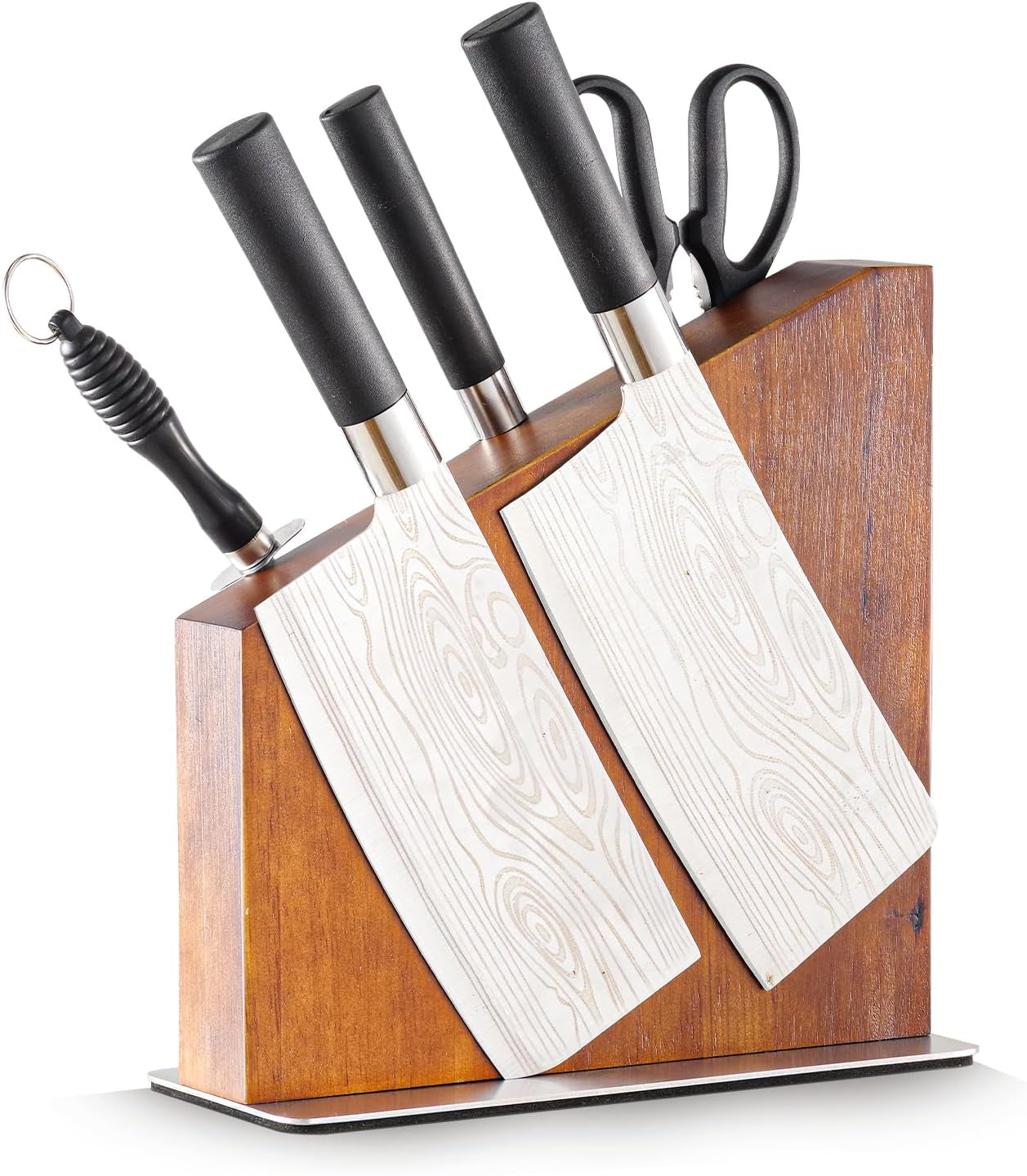 , Knife Stand, Magnetic Knife Display for Safe Storage, Magnetic Knife Block, Knife Block Holder Rack Magnetic Stand with Strong Enhanced Magnets, Made with Natural Dark Wood