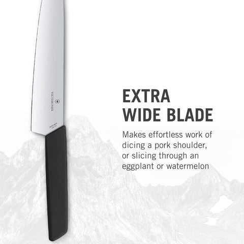 Image of 6.9013.22B Swiss Modern Carving Knife for Carving Meat, Slicing and Dicing Meats, Vegetables or Fruits Straight Blade in Black, 8.7 Inches