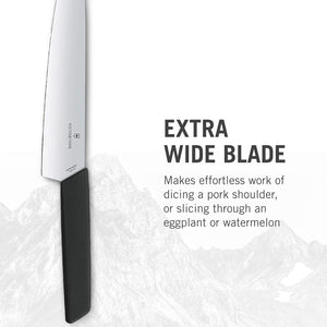 6.9013.22B Swiss Modern Carving Knife for Carving Meat, Slicing and Dicing Meats, Vegetables or Fruits Straight Blade in Black, 8.7 Inches