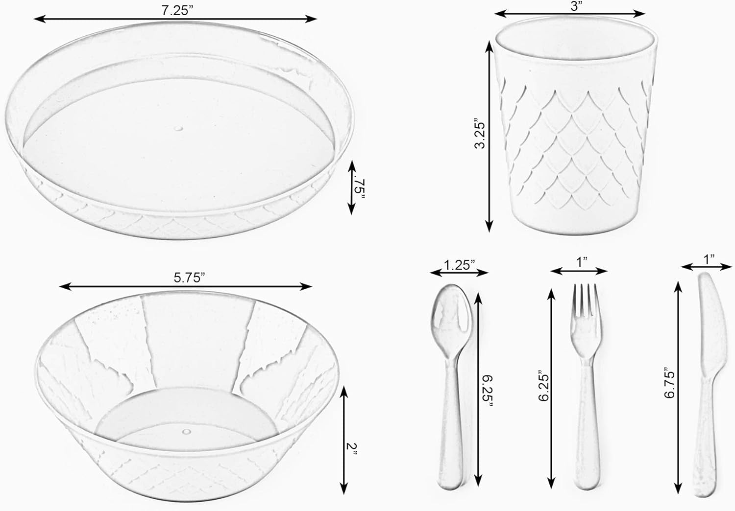 Kids Dinnerware Set for 4 | 24 Piece Plastic Dishes Dinnerware Sets | Dinnerware Set Plastic 4 Plates, 4 Bowls, 4 Cups, 4 Forks, 4 Knives, and 4 Spoons