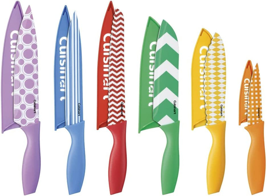 C55-12PR1 12-Piece Printed Color Knife Set with Blade Guards, Multicolored