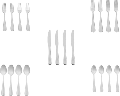 Image of 20-Piece Stainless Steel Flatware Set with round Edge, Service for 4, Silver