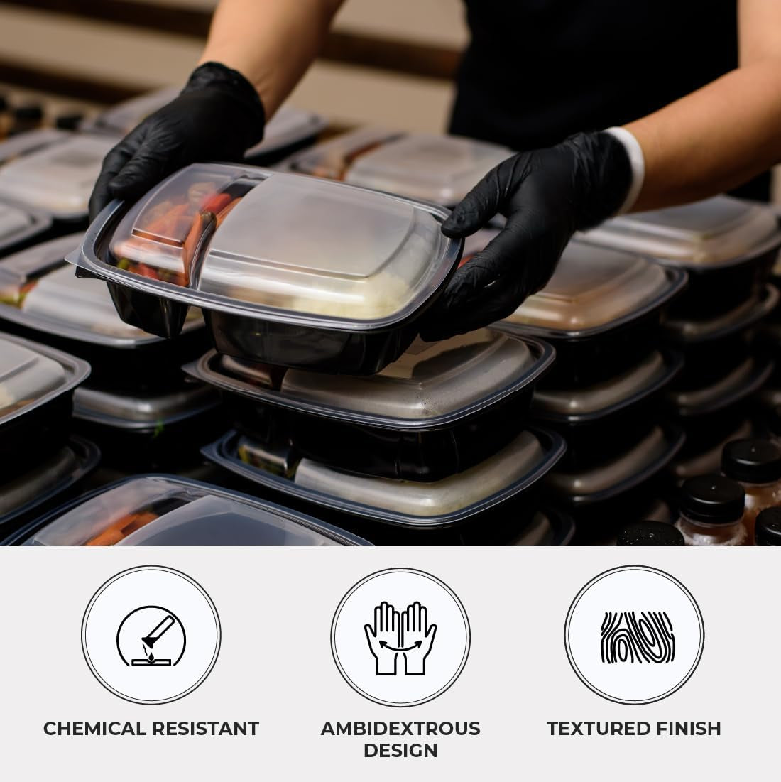 Forpro Disposable Nitrile Gloves, Chemical Resistant, Powder-Free, Latex-Free, Non-Sterile, Food Safe, 4 Mil, Black, Large, 100-Count