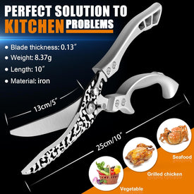 Poultry Shears, Multipurpose Stainless Steel Heavy Duty Kitchen Scissors with Serrated Edge for Bone, Chicken, Meat, Fish, Turkey, Vegetables, Barbecue Scissors