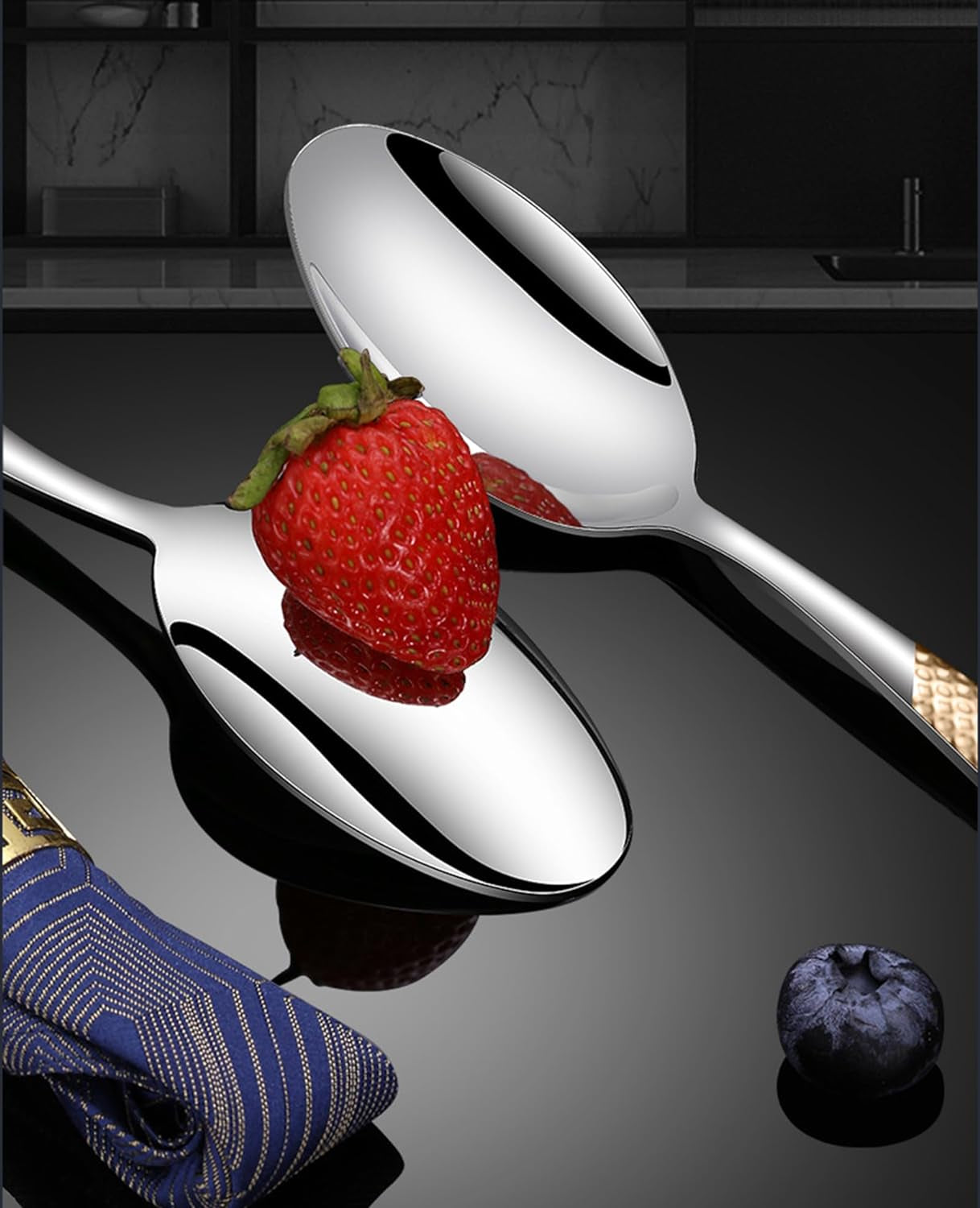 Golden Michelangelo Silverware Set for 6, Elegant 18/10 Stainless Steel Flatware Set, Heavy Cutlery Sets for 6 People, Dishwasher Safe Luxury (24Pcs, Golden) Christmas