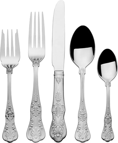 Image of Queen 65-Piece 18/10 Stainless Steel Flatware Set, Silver, Service for 12 -