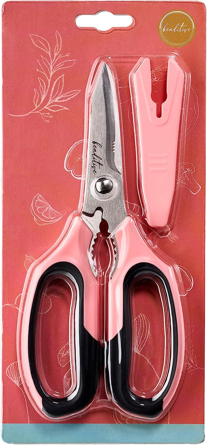 Multi-Purpose 8" Kitchen Shears - Detachable, Serrated Blades, Japanese Stainless Steel - Ergonomic Handle, Protective Cover - Dishwasher Safe