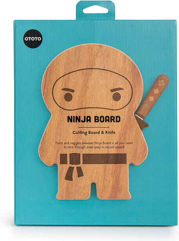 Image of NEW!! Cutting Board & Knife Set by  - Wooden Cutting Boards for Kitchen - Housewarming Gift, Small Cutting Board Wood, Funny Kitchen Gadgets, Cooking Gifts (Ninja)