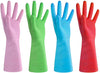 Dishwashing Rubber Gloves for Cleaning – 4 Pairs Household Gloves Including Blue, Pink, Green and Red, Non Latex and Fit Your Hands Well, Great Kitchen Tools