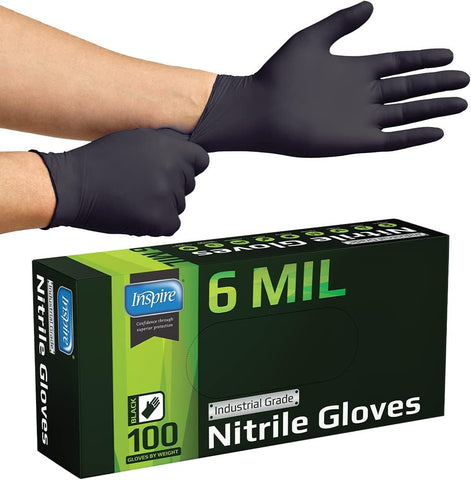 Image of Black Nitrile Gloves | HEAVY DUTY 6 Mil Nitrile the ORIGINAL Nitrile Medical Food Cleaning Disposable Gloves